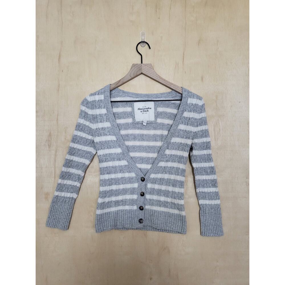 Size:M Vintage Y2K Abercrombie and Fitch Button Up Sweater Cardigan Striped Knit